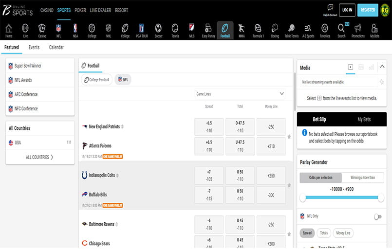 The Borgata New Jersey user interface.